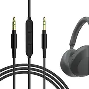 Geekria Audio Cable with Mic Compatible with Sony WH-1000XM6 ULT WEAR WH-1000XM5 WH-1000XM4 Headphones, 1/8" (3.5mm) to 3.5mm Replacement Stereo Cord with Inline Microphone (4 ft/1.2m)