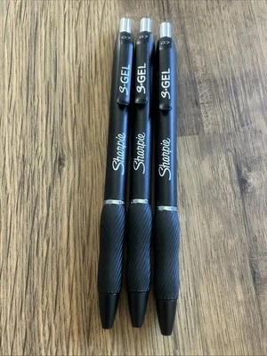 Sharpie S-Gel 0.7mm Medium Retractable Gel Rollerball, BLACK Ink( 3 PENS ) B/NEW