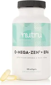 [Nutru] O-Mega-Zen3 +EPA Vegan Omega 3 Supplement - Fish Oil Alternative - Premium Marine Algal Based Omega-3 DHA and EPA Fatty Acids - Carrageenan Free - 120 Softgels