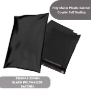 100pc 255mm x 330mm+40mm Black Poly Mailer Plastic Mail Satchel Courier Bag
