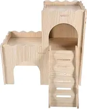 ibasenice 1 Set Double Wooden Hamster Hideout Decorative Guinea Pig Villa House Safe Durable Pet Accessory for Hamsters Guinea Pigs and Rabbits Sleep Play Space