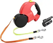 zolyet Pet Supplies Automatic Retractable One Tow Two Head Traction Leash Dog Walking Leash Red