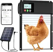 Upgraded 3in1 WiFi Automatic Chicken Coop Door Solar Powered, APP Remote Control Chicken Coops Door Opener, LCD Display, Timer Light Sensor, Electric Auto Doors 8000mA Battery, Anti-Pinch