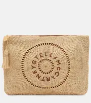 [Stella McCartney] Stella McCartney Logo raffia clutch One Size neutrals