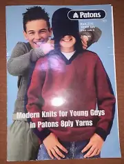 Book 2110 PATONS ~ 7 Winter Knits For Yng Men Beginners Pattern 8ply NOS