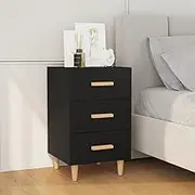 Generic Bedside Cabinet Black 40x40x66 cm Engineered Wood