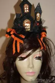 Halloween Haunted House Hat LED Lighted Motion Activated Black & Orange