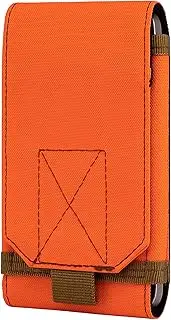 bvya Large Tactical Molle Phone Holster Pouch Belt Carrying Case Cover for 4.7"-6.9" Smartphone for iPhone 15 Pro Max/14 Pro Max/13 Pro Max, Size Large, Adjustable Height to 7.3" (Orange)