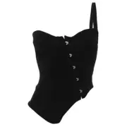 Fashionable Showcasing Backless Top with Secure Fastening for Evening Event