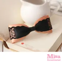 在飛比找momo購物網優惠-【MISA】華麗黑天鵝黑蕾絲緞帶髮夾 髮飾 魚嘴夾(蕾絲髮夾
