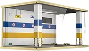Alloy Car Model Toy Display Stand Parking Garage Scene 1/18 Wooden Parking lot Simulation car Model dustproof Lighting Ornaments Car Garage Protection Collectibles(Yellow and Blue)