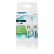 Philips Halogen 28w Clear B15 Candle - 2 Pack