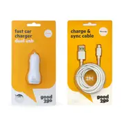 Good 2 Go 2M Micro USB Cable & 3.4A Car Charger Combo for Samsung/Android Phone