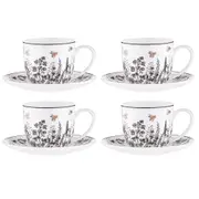 Ashdene Queen Bee 4 Piece Cup & Saucer Set 230ml - Robins Kitchen