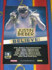 JUSTIN BIEBER - 2013 BELIEVE AUSTRALIAN TOUR - LAMINATED PROMO TOUR POSTER - NEW