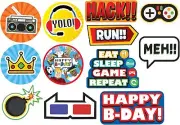 Party Town Video Game Theme Kids Birthday Party Wall Decoration Cutouts