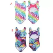 Kid Girls Rainbow Ballet Leotard Gymnastics Sleeveless Bodysuit Dancewear