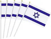 Kind Girl 25 Pack Hand Held Small Mini Israel Flag, Israeli Stick Round Top National Country Flags,Party Decorations Supplies for Parades,World Cup,Festival Events,International Festival.