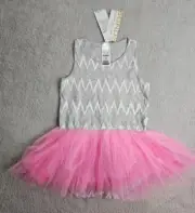2015 Rare Bonds Baby Grey Zigzag Pink Tutu Dress Size 2 BNWT