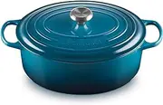 [Le Creuset] Signature Enamelled Cast Iron Oval Casserole Dish with Lid, 31 cm, 6.3 litre, Deep Teal, 21178316422430