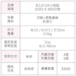 【冰山袋鼠】知性巴黎 - 優雅美學實搭多層後背包 - 經典黑(J2025-K)