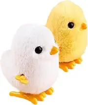 Kisangel 2 Pack Wind-up Animal Toys Jumping Chick Duck Toys Boys and Girls for Easter Birthday