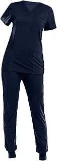 [ａ aternee] Scrubs Set for Women Top and Pants Athletic Soft V Neck Comfortable Nurse Workwear Work Clothing for Beauty Salon Pet Groomer