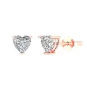1.50ct Heart Cut Moissanite Stud Solitaire Earrings 14k Rose Gold Push Back