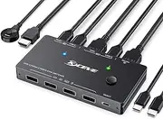 USB C HDMI KVM Switch, 2 Port Type-C and HDMI Combination Switcher for Sharing Keyboard, Mouse and Monitor - 4K@60Hz Support, 100W PD Fast Power Delivery