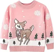[Yinbwol] Toddler Boy Girl Christmas Sweater Kids Knite Leopard Pullover Xmas Reindeer Elk Snowman Cartoon Sweatshirts Tops
