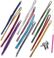 WRITWAA 1 Set Sparkly Hair Tinsel Strands Glitter Extensions with Rings Hook Needle for Women for Parties Festivals Daily Use