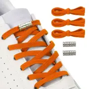 No Tie Shoelaces Elastic Shoe Laces 3Pcs with 2 Metal Buckles, Orange