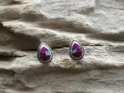Purple Sugilite Opal Gemstone Petite Teardrop Post Earrings Sterling Silver Ai76