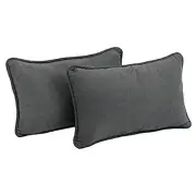 Blazing Needles Corded Microsuede Throw Pillows with Inserts Set of 2 Grey