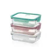 Glasslock 3 Pieces Set Rectangular Containers 400ml #28038