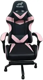 Auzzie Mart Gaming Chair with Headrest & Lumbar Support Ergonomic Computer Racing Chair with Metal Footrest, Adjustable Hight Leather Swivel Computer Chair for Adult Teen Office or Gaming, Pink