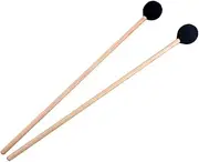CIMAXIC 2pcs Bass Drum Mallet Drum Sticks Wool Mallets Drum Stick for Percussion Instrument Black Wooden