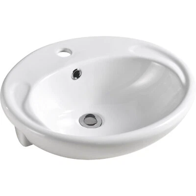 Fienza Micki Semi Recessed Basin Gloss White 515mm x 430mm RB760