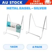 6 x Silver Metal Easel Display Plate Stand 14cm Photo Book Frame Plate Holder