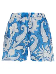 [Etro] Etro-Floral Shorts Beachwear Celeste-Donna S Light Blue