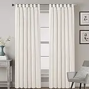 Smarcute Linen Curtains Natural Linen Semi Sheer Blended Curtains Tab Top Window Treatments Panels Drapes for Living Room, Elegant Light Filtering Curtains (Set of 2, W132cm x D243cm，Natural)