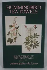 RARE! MUSEUM OF FINE ARTS BOSTON SET OF 4 HUMMINGBIRD TEA TOWELS SET NEW IN BOX