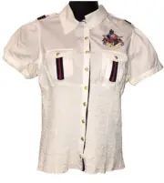 COOGI Nautical Fitted Snap Front Rouched Shirt~Jr L~NWT