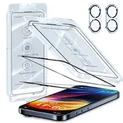 [2+2] ZUSLAB for Apple iPhone 16 Screen Protector & Camera Lens Protector Protector Tempered Glass Flim with Installation Alignment Frame - Black
