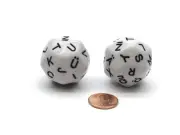 Pack of 2 D30 31mm Upper Case German Alphabet Dice - White with Black Letters