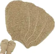 4 Pieces Bath Mitt Loofah Shower Gloves Natural Exfoliating Hemp Scrubbing Mitt Bath Sponge Shower for Women Men Scrubber Machine Washable Double Sided Available