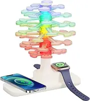 Spiral Tree Lamp with Wireless Charging -Dimmable Rotating Tree Table Lamp,USB Powered Touch Bedside lamp,Creative Vibrant Color Ambient Night Light for Home, Office, Bedroom, Dormitory (White)