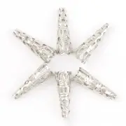 50 Silver Filigree Flower Cone Shape End Beads Cap 22mm Jewelry DIY