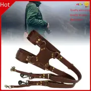 Leather Rivet Camera Strap Digital Camera Adjustable Brown Dual Shoulder Harness