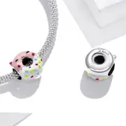 Solid 925 Sterling Silver Friendly Guinea Pig Cake Pandora Inspired Charm